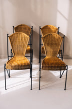 Frederic Weinberg Wicker Chairs with Wrought Iron Legs image 0