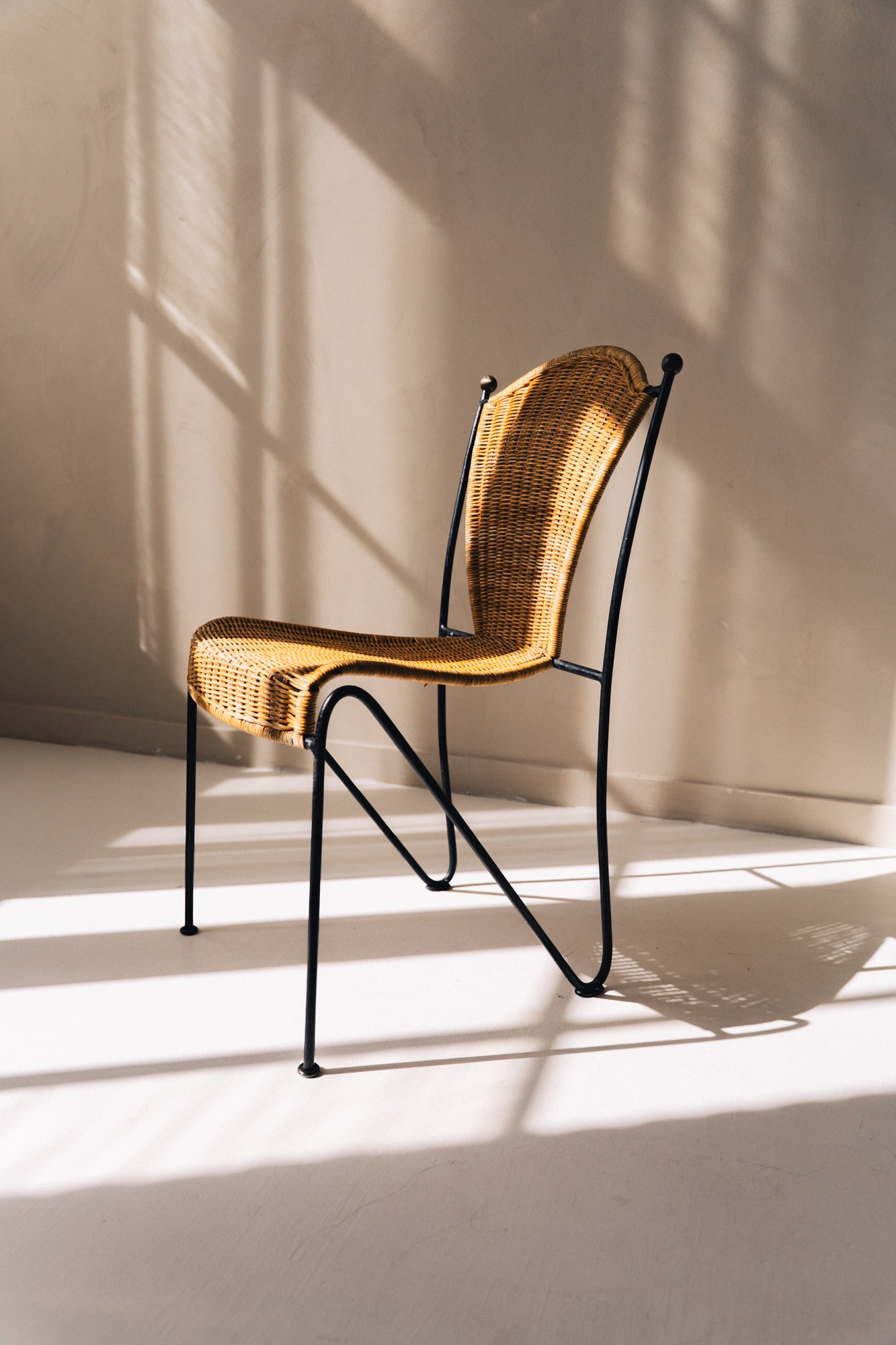 Frederic Weinberg Wicker Chairs with Wrought Iron Legs image 4