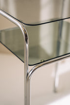 Chrome Two-Tier Side Table with Smoked Glass image 2