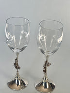 Crystal Wine Glasses – Silver-Plated Base, Voorschoten Holland image 3