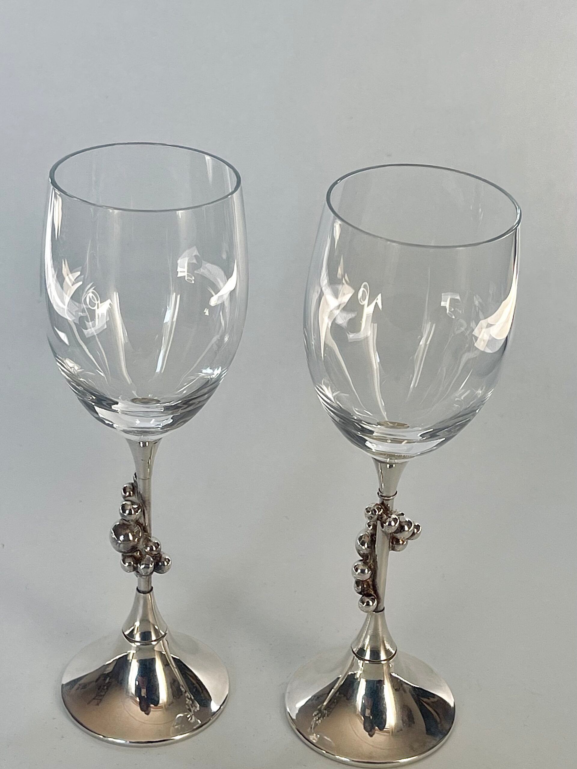 Crystal Wine Glasses – Silver-Plated Base, Voorschoten Holland image 3