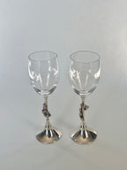 Crystal Wine Glasses – Silver-Plated Base, Voorschoten Holland image 0