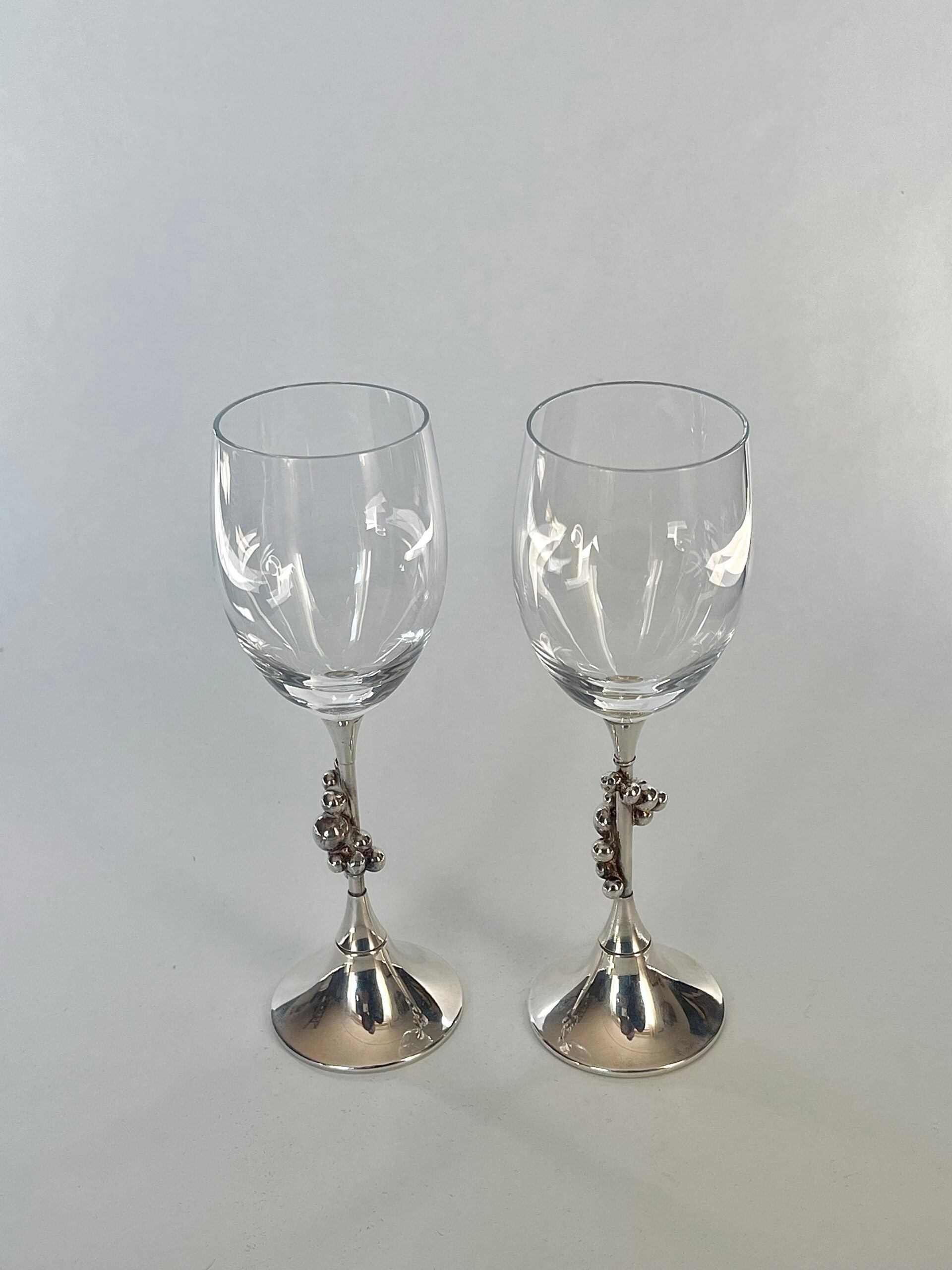 Crystal Wine Glasses – Silver-Plated Base, Voorschoten Holland image 0
