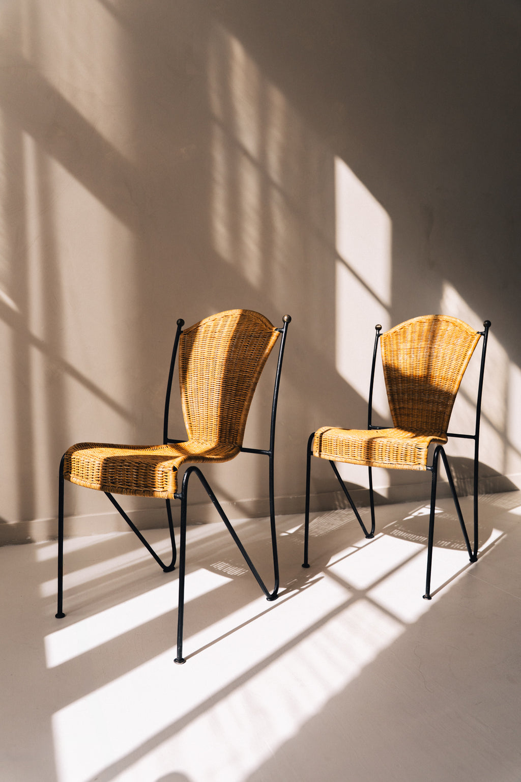 Frederic Weinberg Wicker Chairs with Wrought Iron Legs image 5