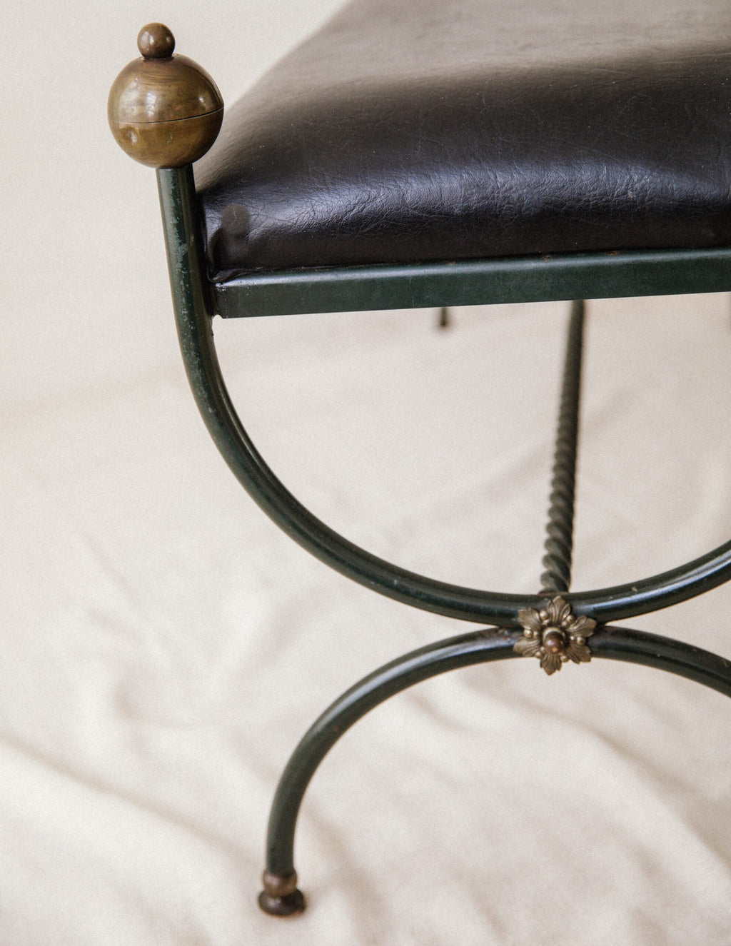 Mid-Century Wrought Iron Bench in the Style of Jean Royère image 5