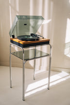 Chrome Two-Tier Side Table with Smoked Glass image 4