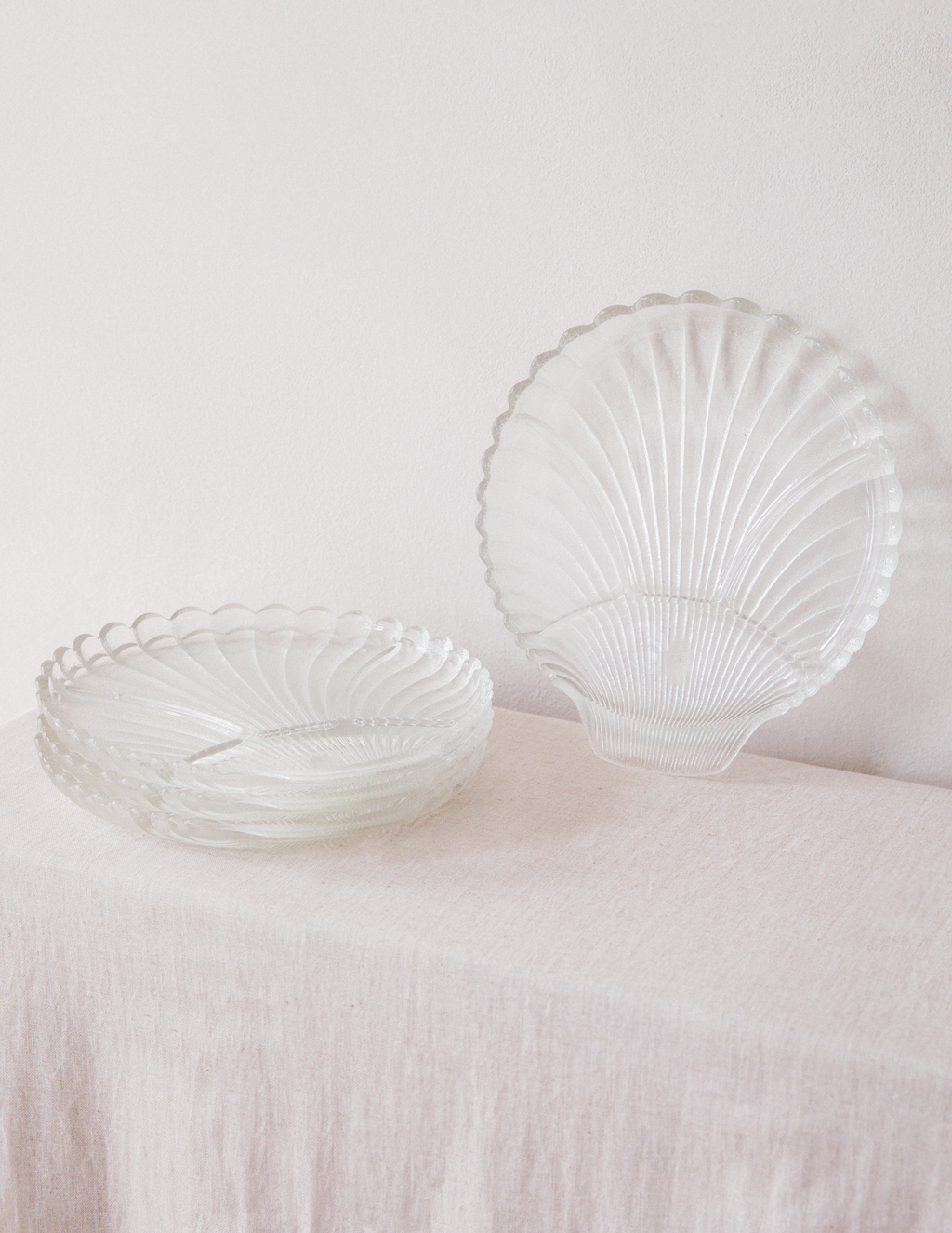 Pressed Glass Shell Plates