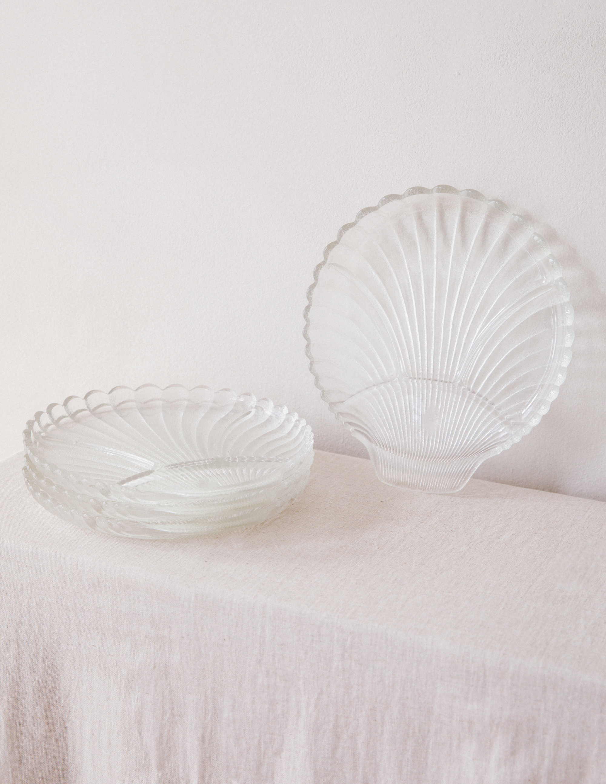 Pressed Glass Shell Plates
