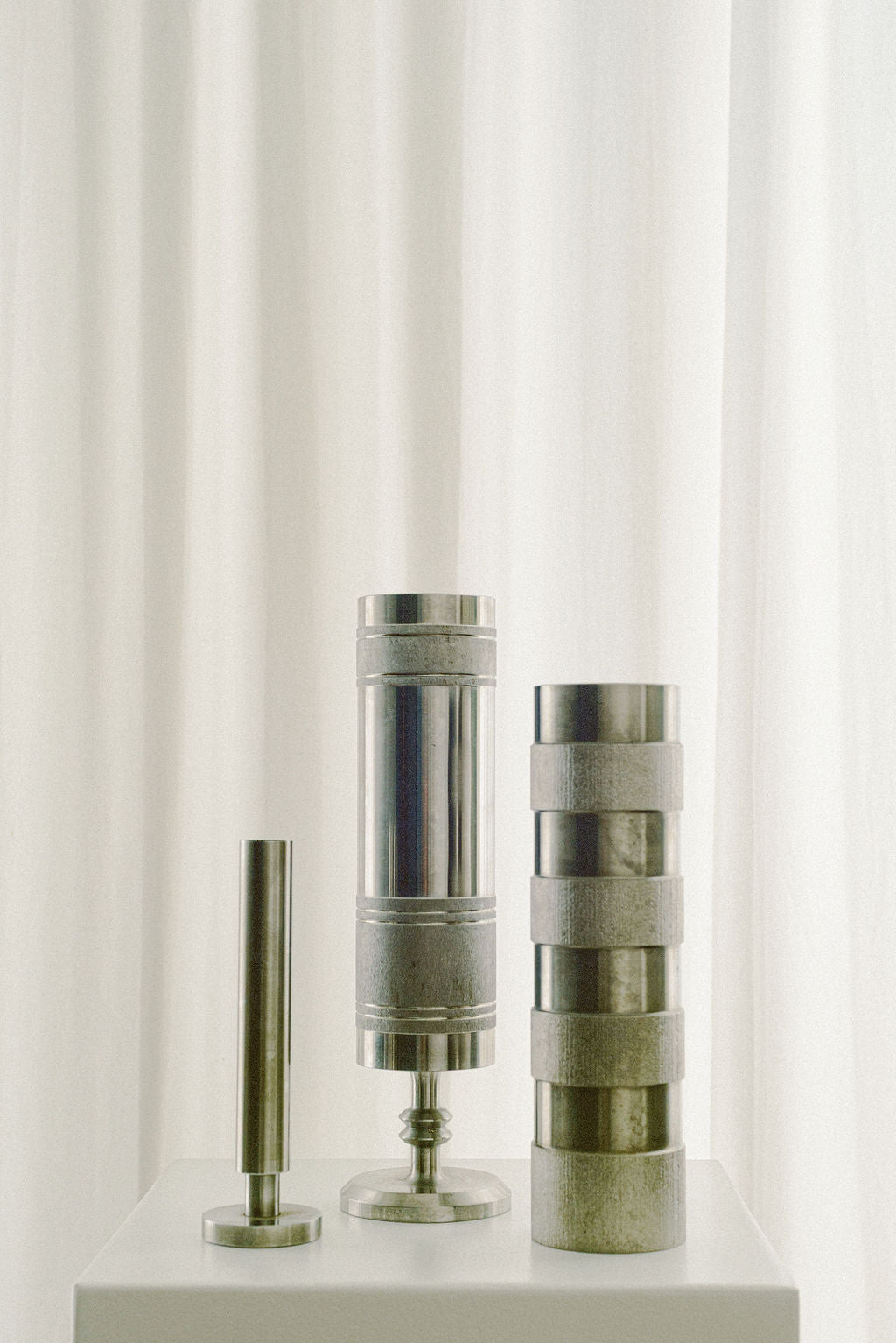 Stainless Steel Brutalist Rod Vase, Slender