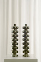 Vintage Polished Nickel Candle Holders