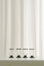 Vintage Art Deco Liqueur Glasses, Silver Bands, Set of 4