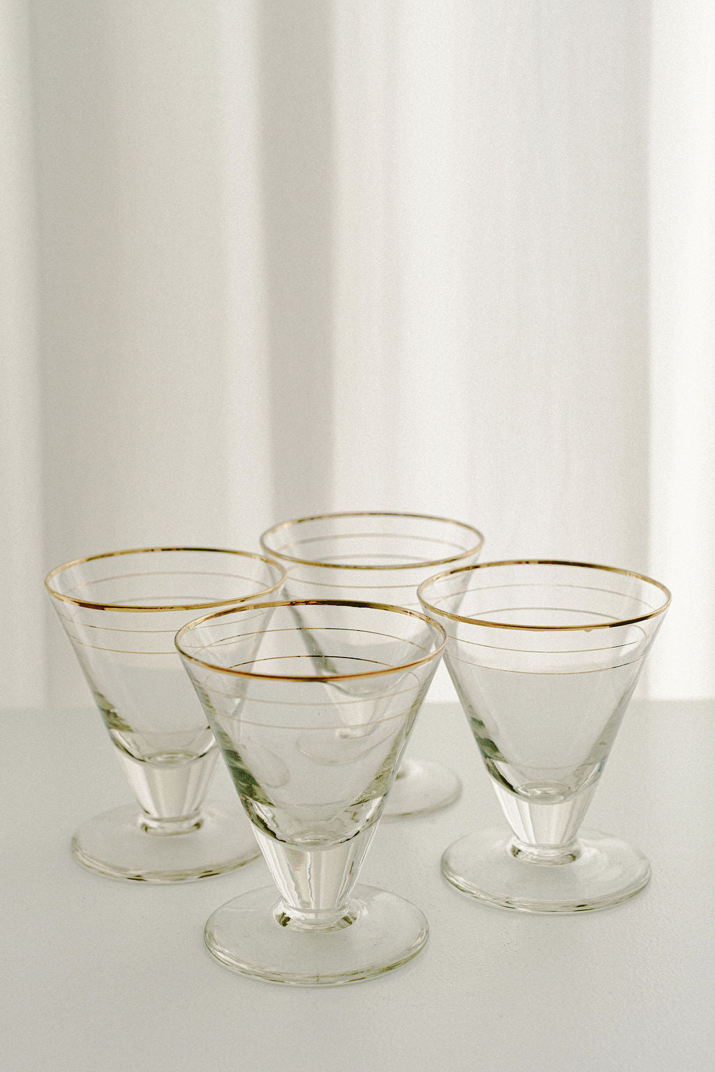 Vintage Gold-Rimmed Cordial Glasses, Set of 4