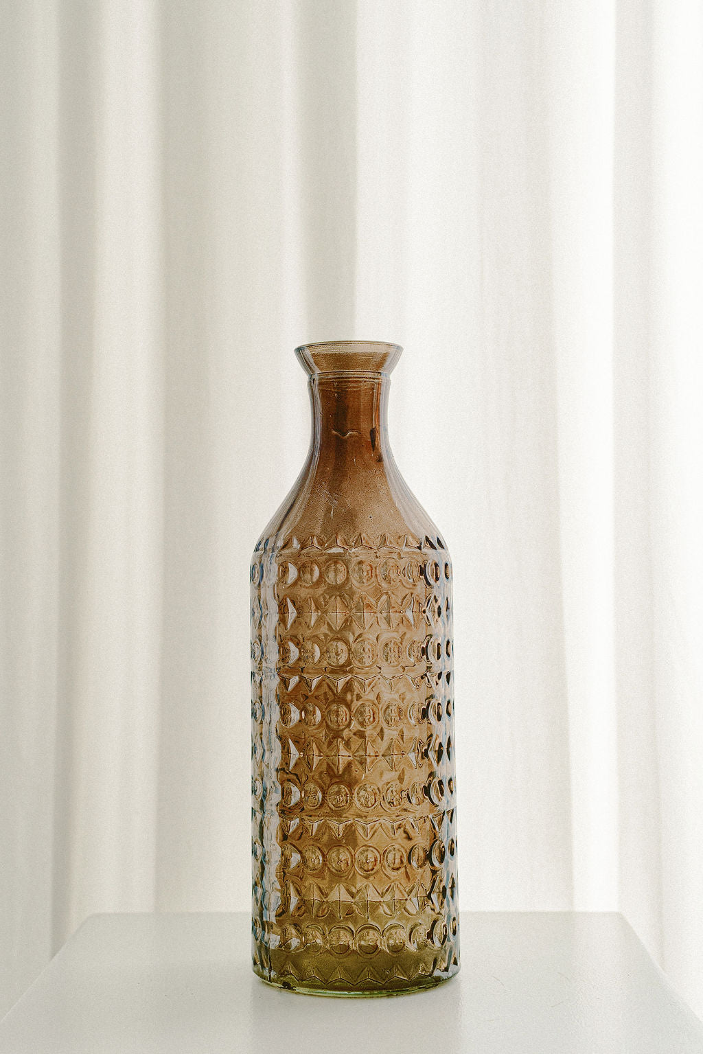 Amber Glass Hobnail Vase