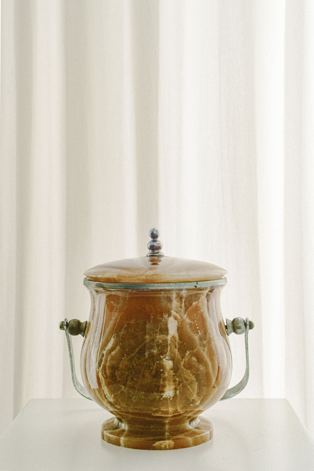 Italian Alabaster Onyx Biscuit Barrel