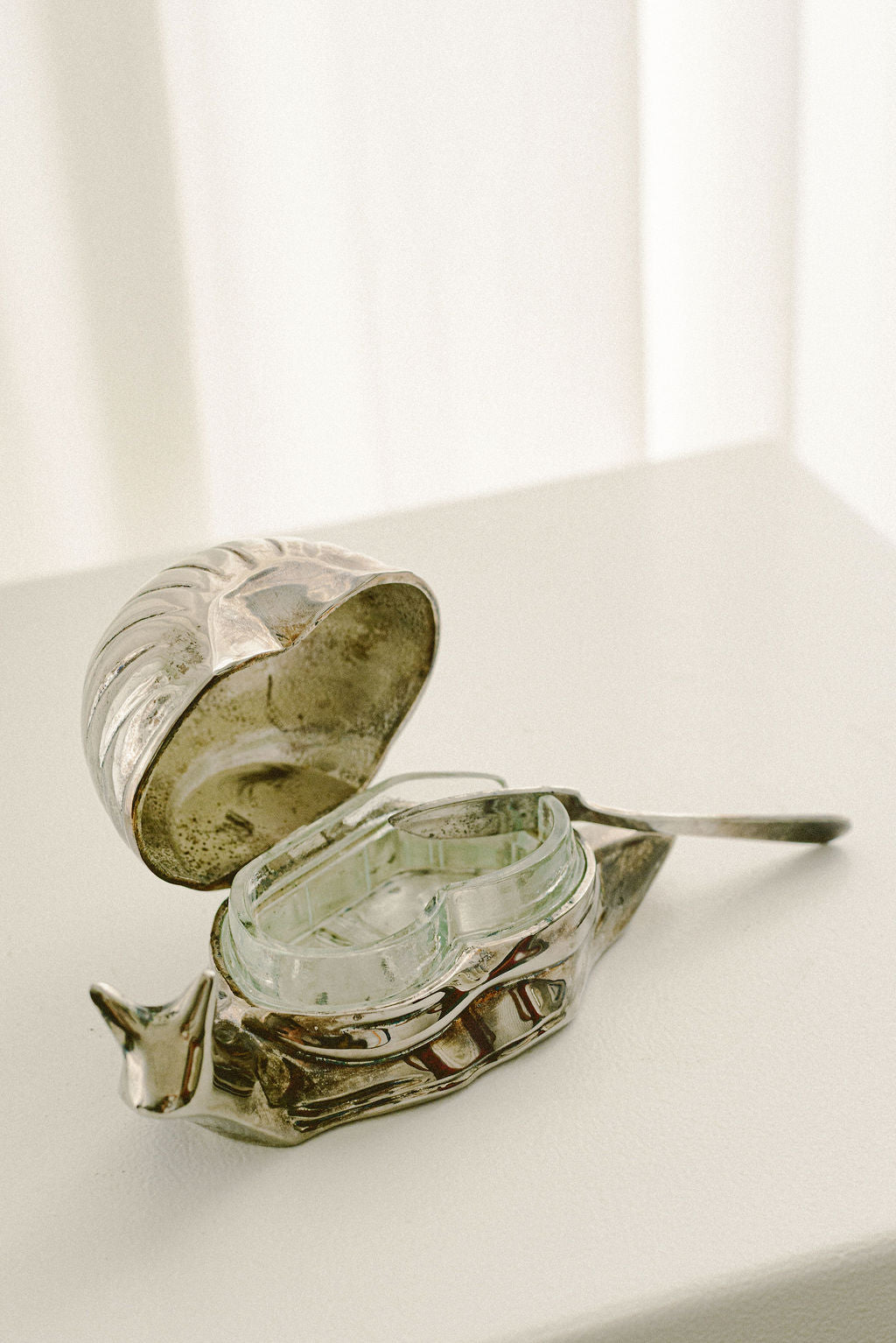 Silver-Plated Snail Butter Dish & Salt Cellar