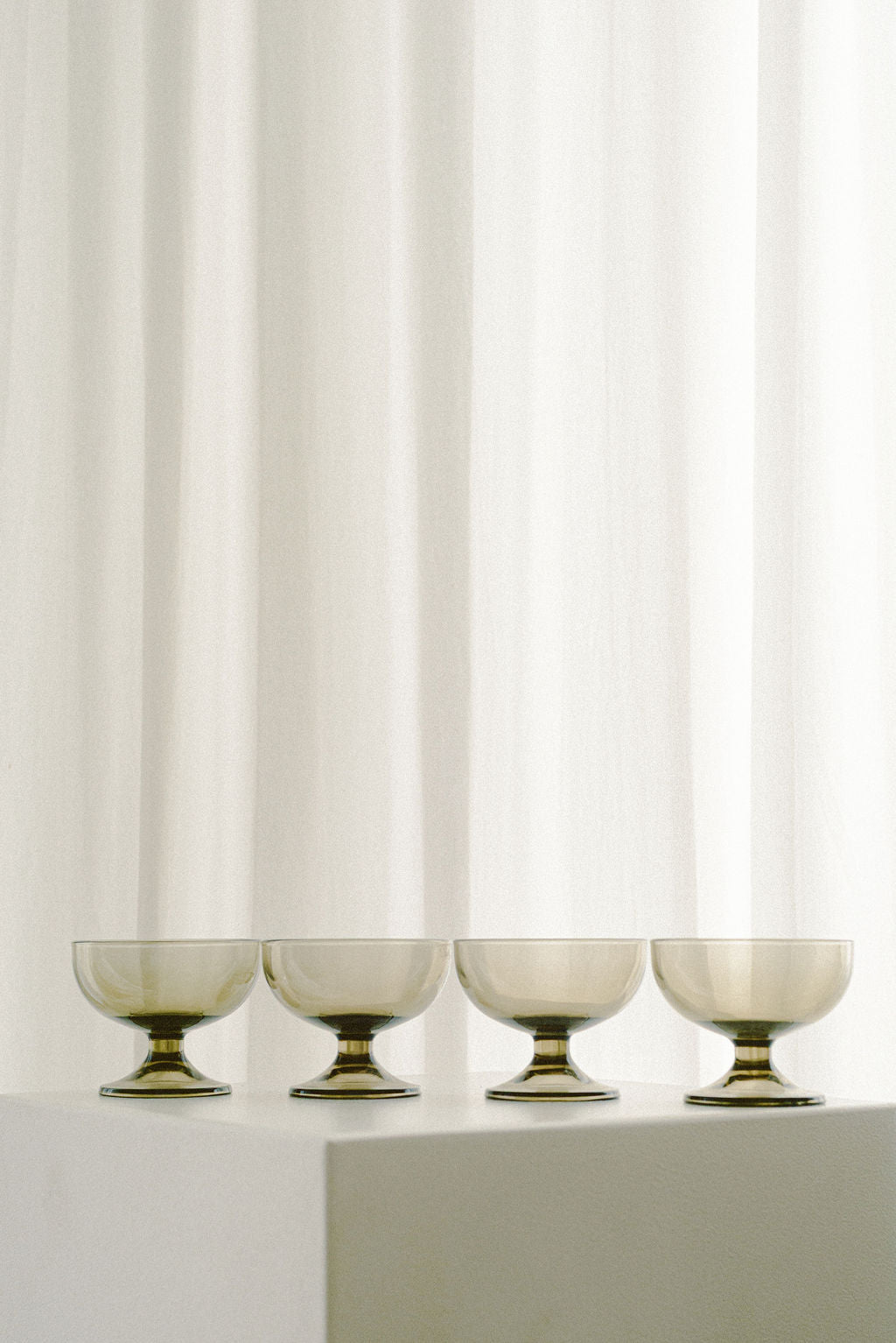 Vintage Smoked Glass Dessert Coupes, Set of 4