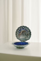 Silver-Plated Shell Dish, Cobalt Blue Insert