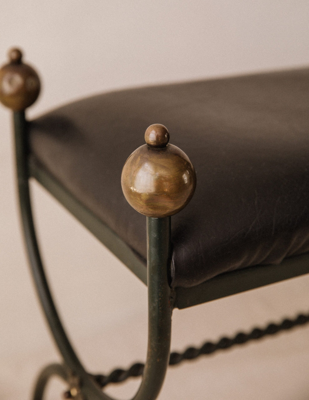 Mid-Century Wrought Iron Bench in the Style of Jean Royère image 1