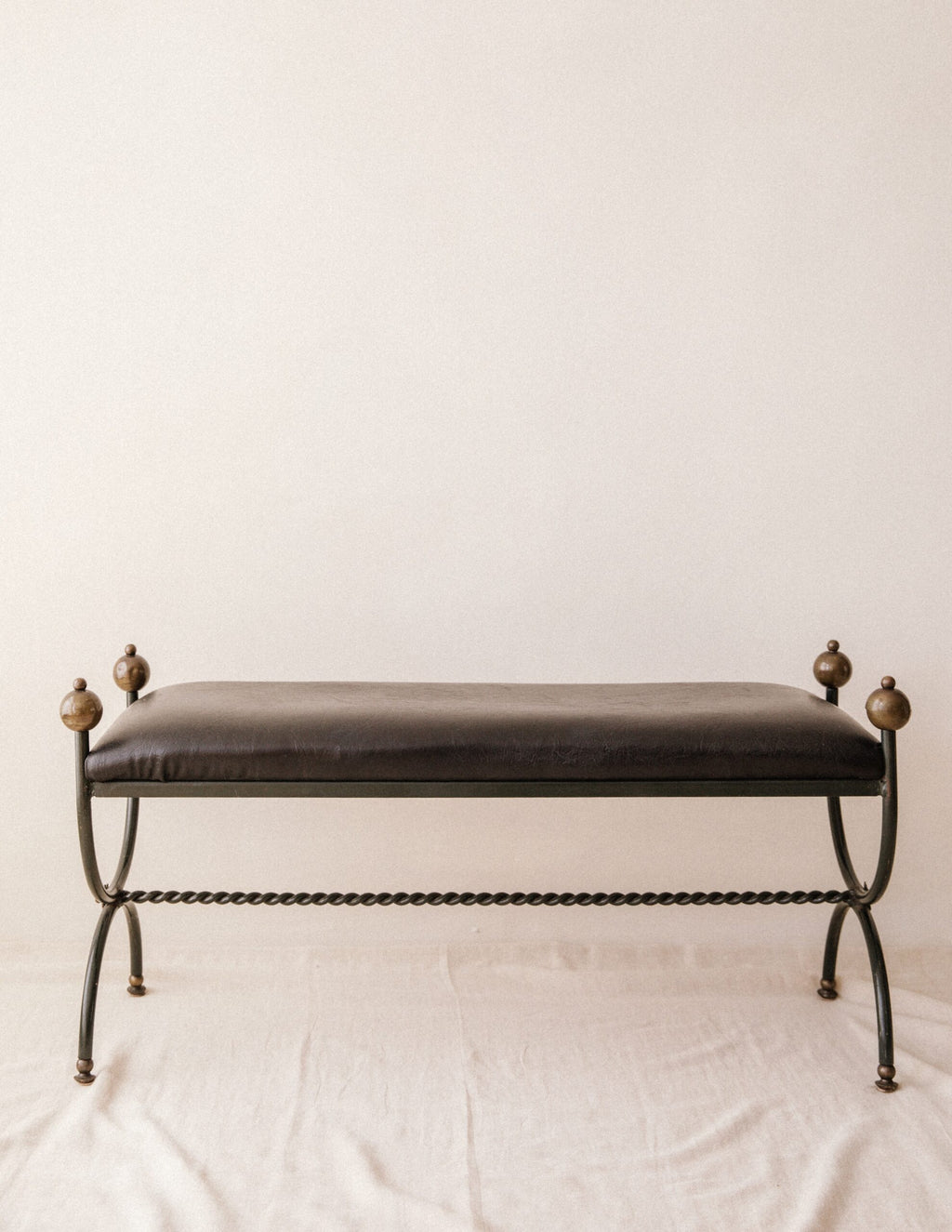Mid-Century Wrought Iron Bench in the Style of Jean Royère image 0