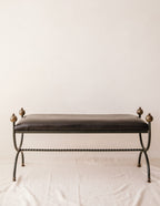 Mid-Century Wrought Iron Bench in the Style of Jean Royère image 0