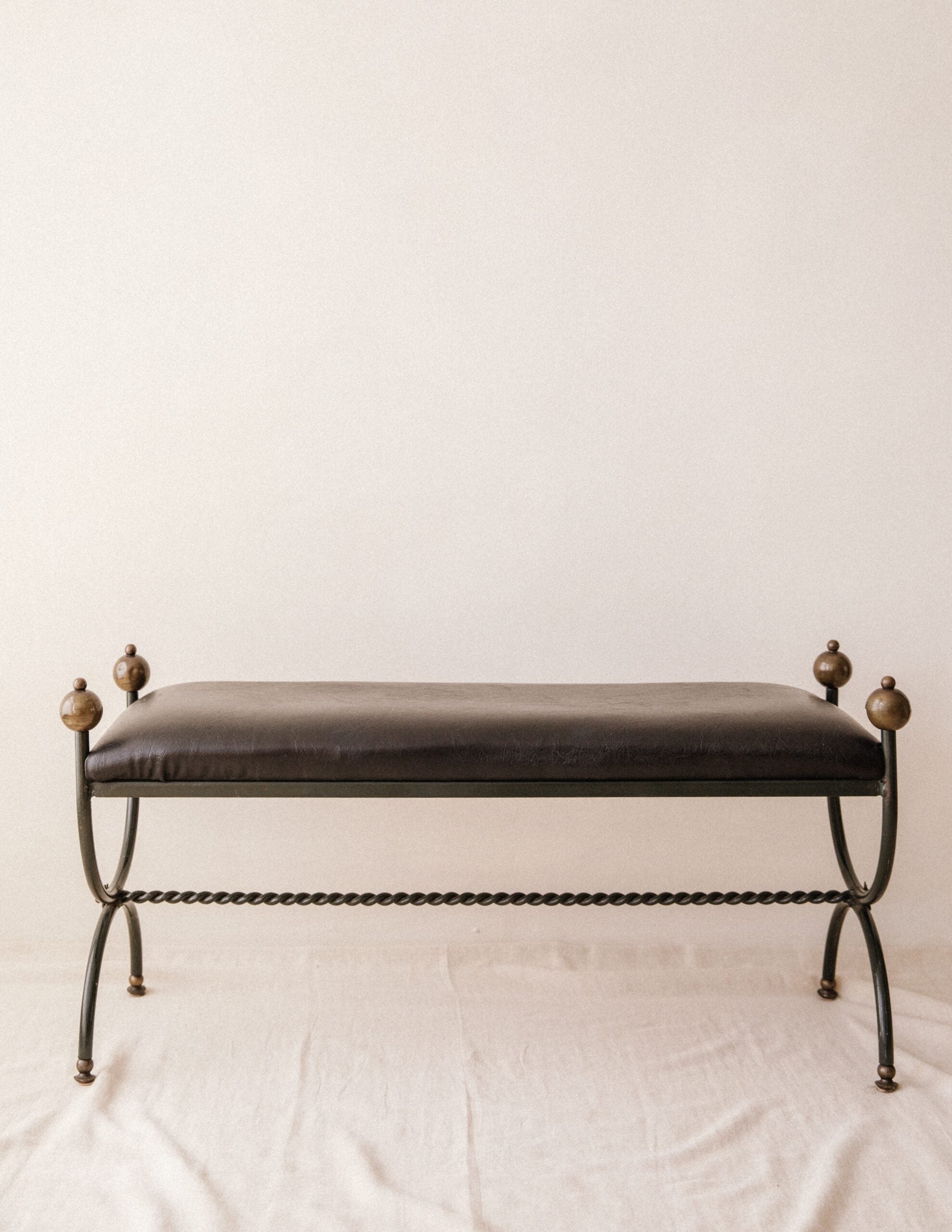 Mid-Century Wrought Iron Bench in the Style of Jean Royère image 0