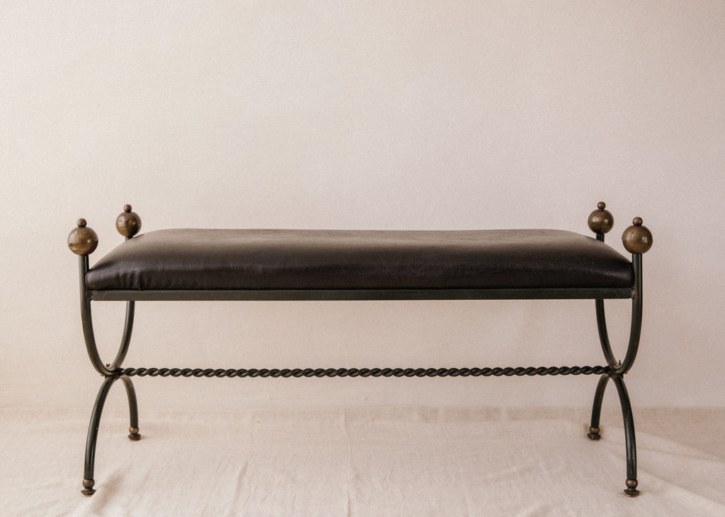 Mid-Century Wrought Iron Bench in the Style of Jean Royère image 2