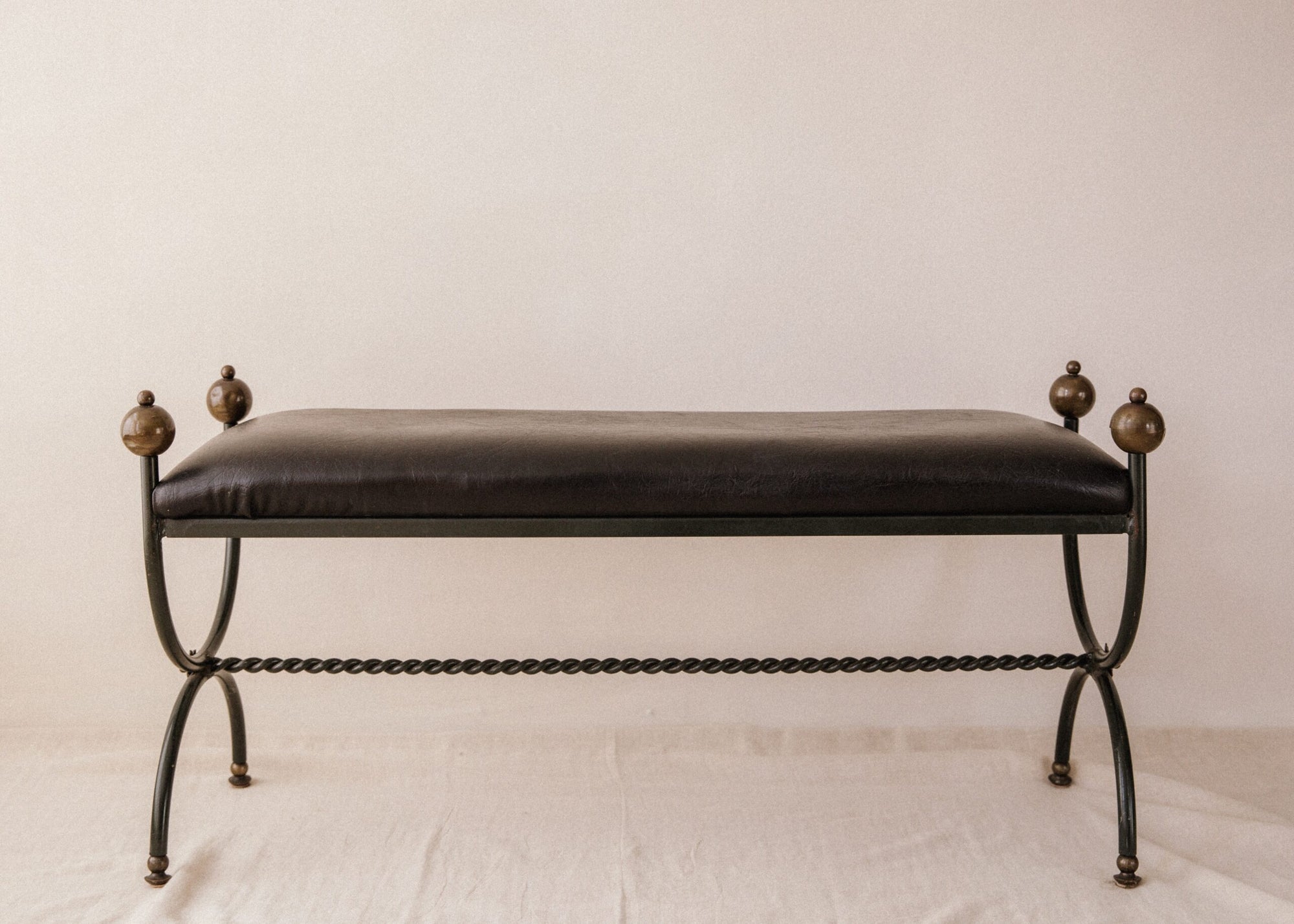 Mid-Century Wrought Iron Bench in the Style of Jean Royère image 2