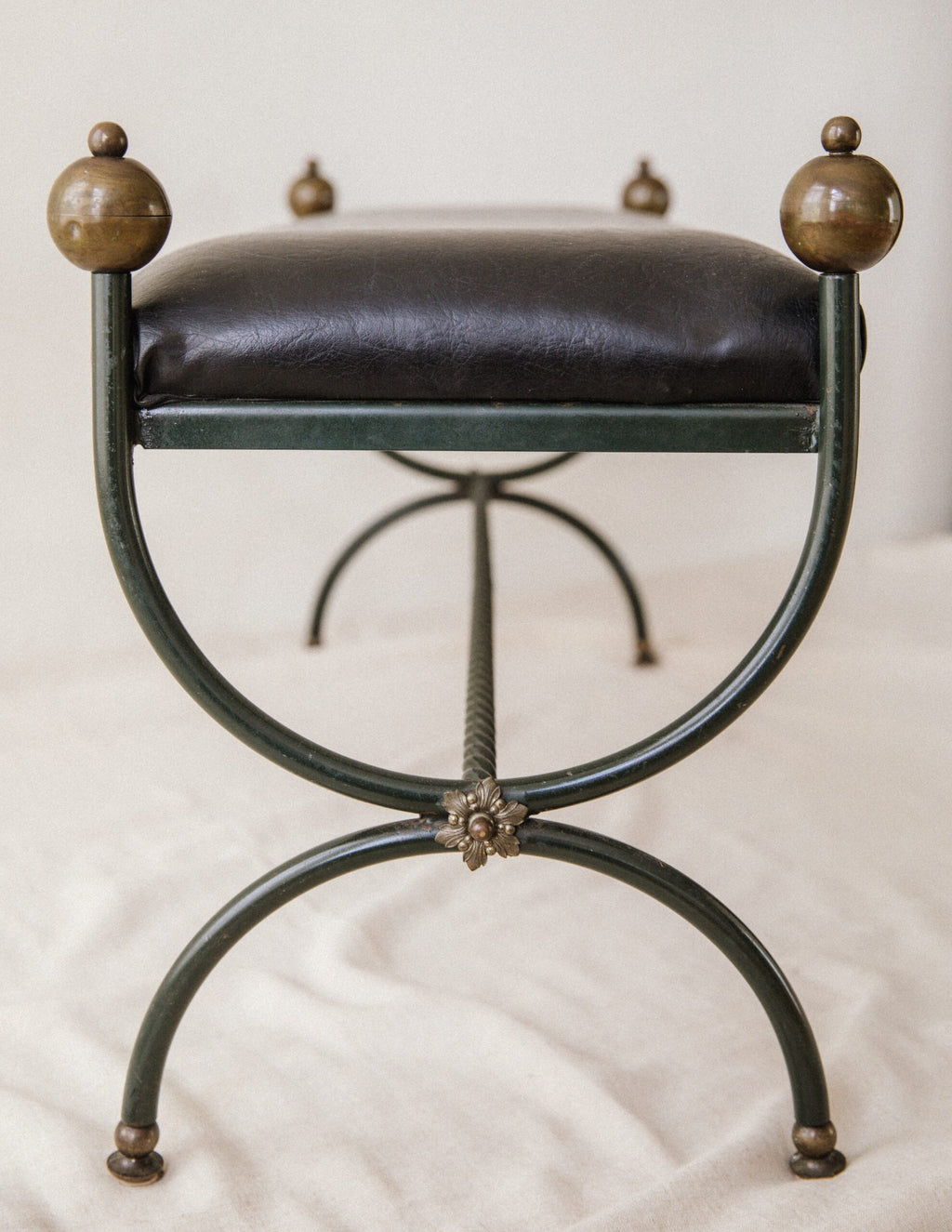 Mid-Century Wrought Iron Bench in the Style of Jean Royère image 4