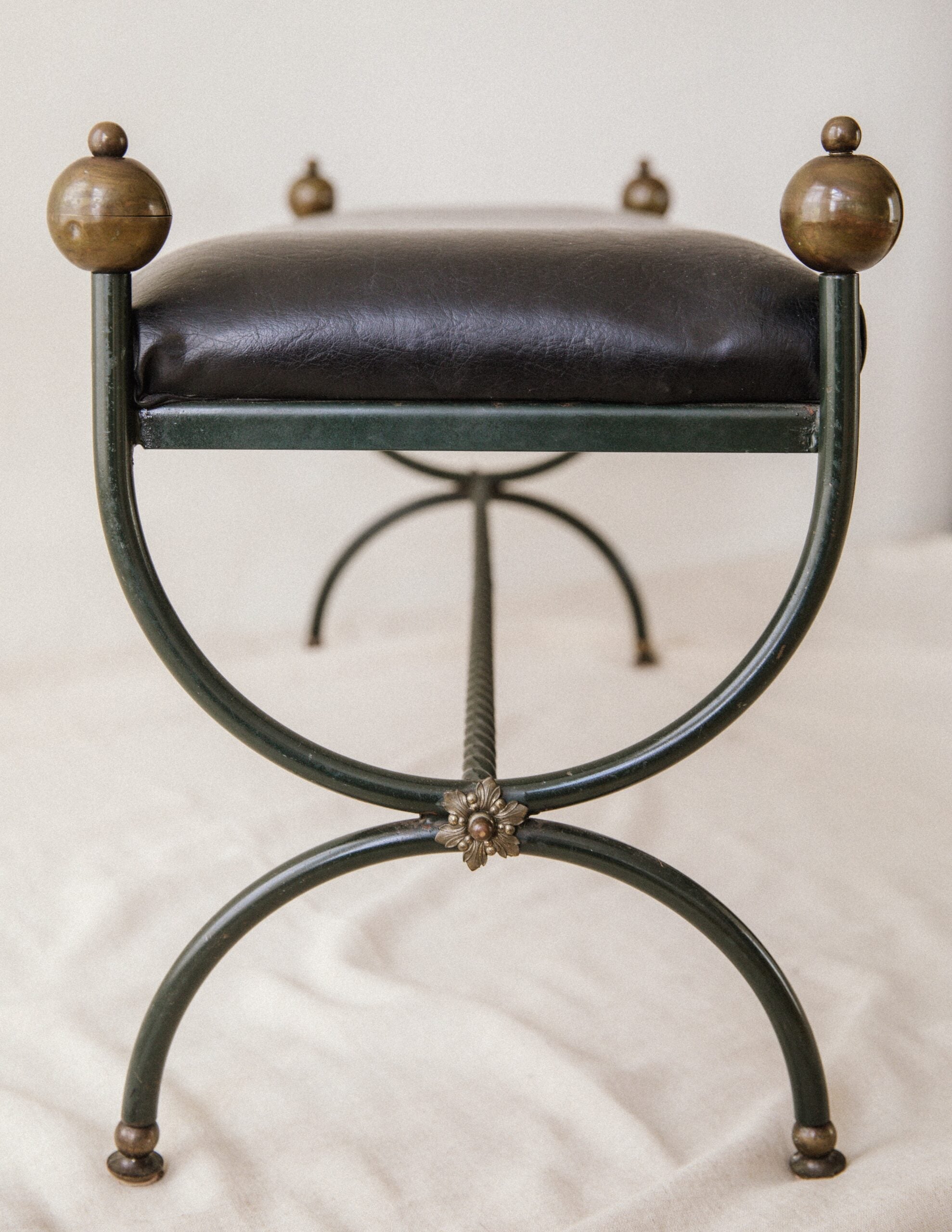 Mid-Century Wrought Iron Bench in the Style of Jean Royère image 4