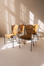 Frederic Weinberg Wicker Chairs with Wrought Iron Legs image 6