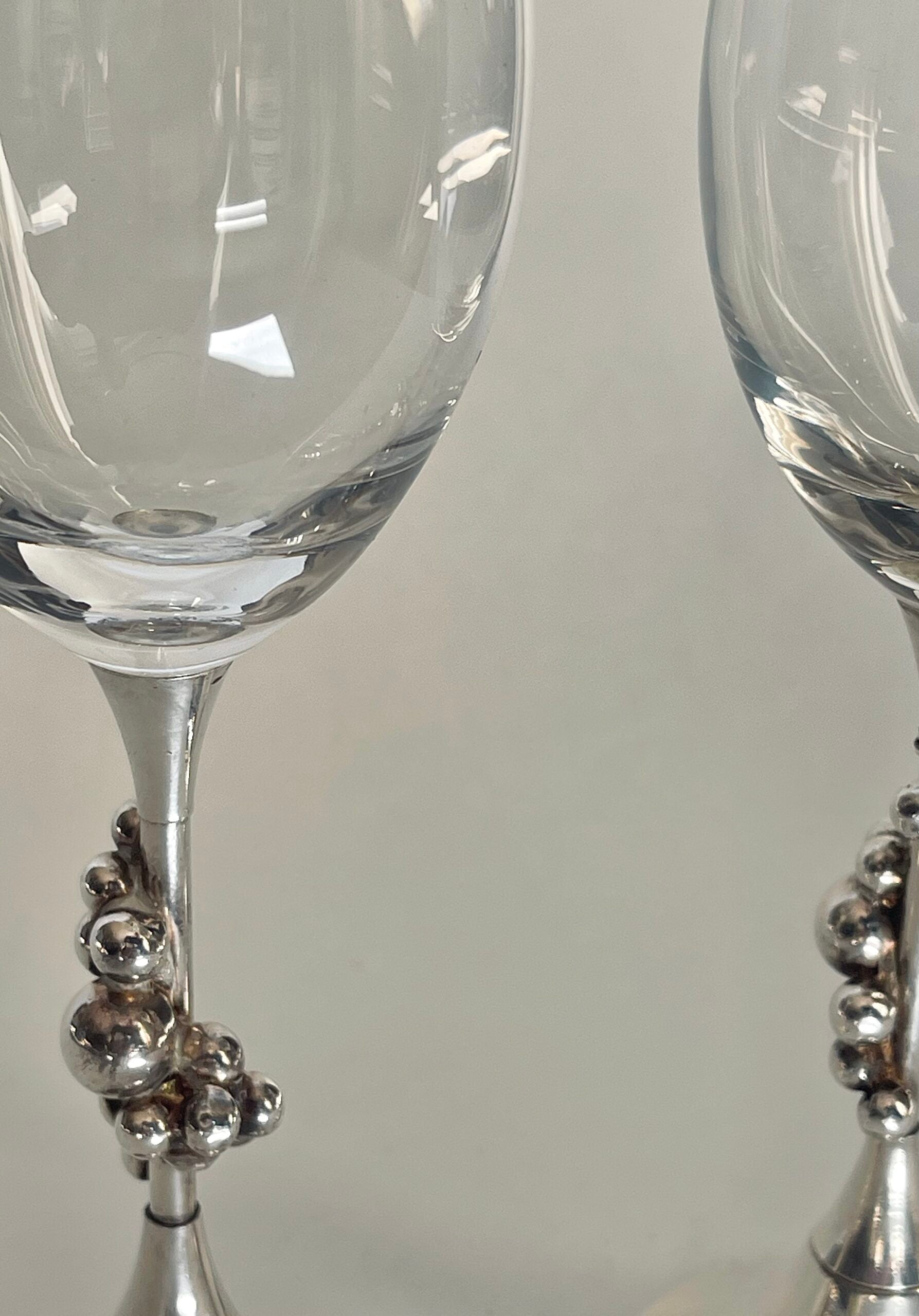 Crystal Wine Glasses – Silver-Plated Base, Voorschoten Holland image 5