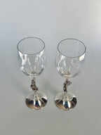 Crystal Wine Glasses – Silver-Plated Base, Voorschoten Holland image 4