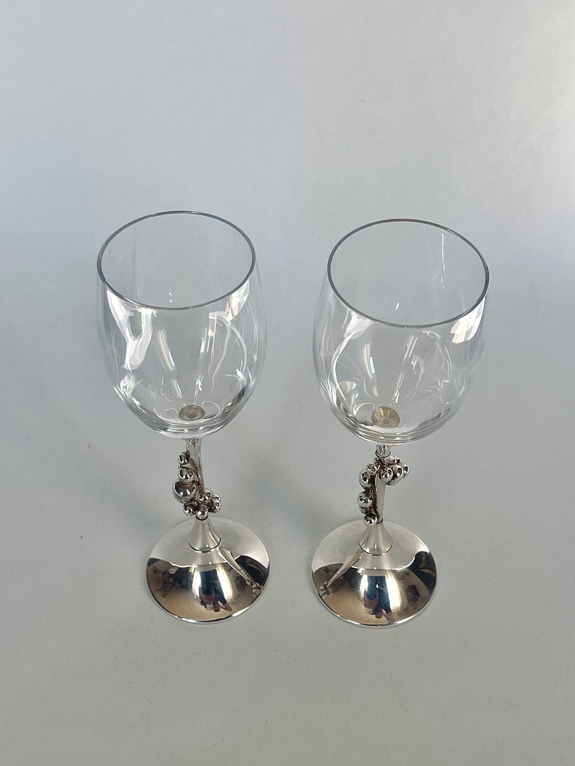 Crystal Wine Glasses – Silver-Plated Base, Voorschoten Holland image 4