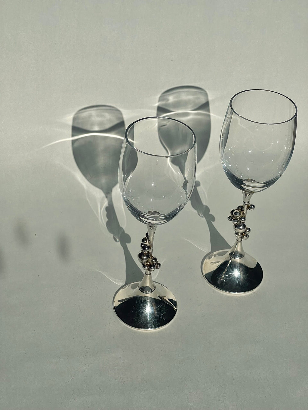 Crystal Wine Glasses – Silver-Plated Base, Voorschoten Holland image 1