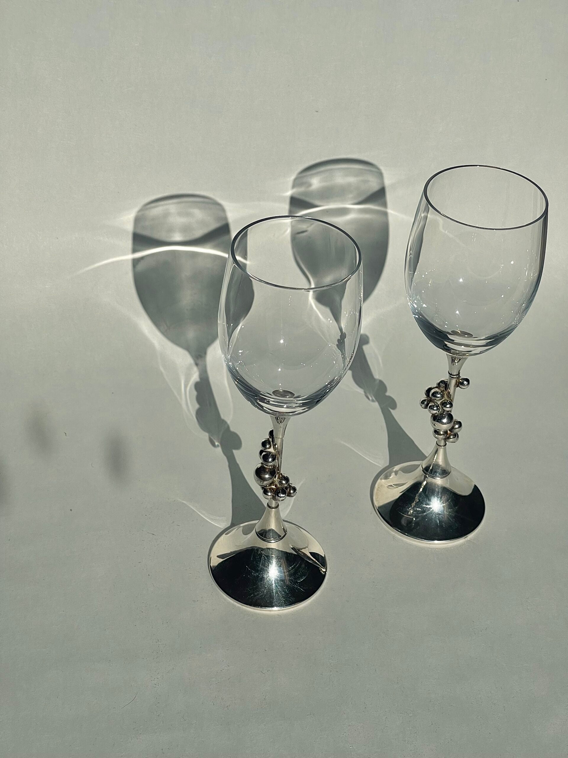 Crystal Wine Glasses – Silver-Plated Base, Voorschoten Holland image 1